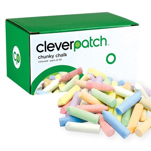 CleverPatch Chunky Chalk - Coloured - Pack of 40