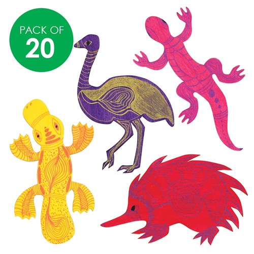 Wooden Australian Animal Shapes - Set 2 - Pack of 20