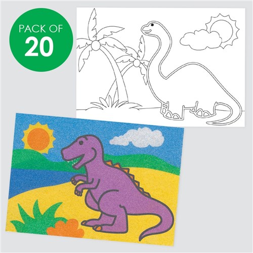 Dinosaurs Sand Art Sheets - Pack of 20