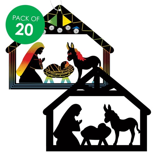 Scratch Board Cutout Nativity Scenes - Pack of 20