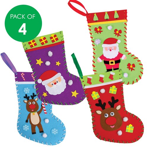Felt Christmas Stockings Sewing CleverKit Multi Pack - Pack of 4
