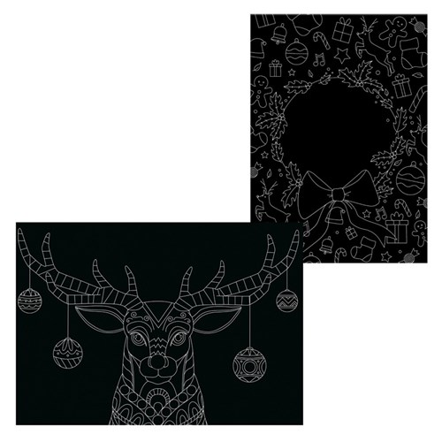 Scratch Board Printed Sheets - Christmas Designs - Pack of 10