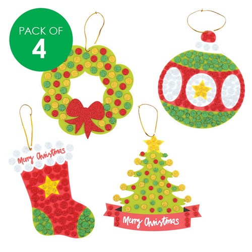 Foam Mosaic Christmas Ornaments CleverKit Multi Pack - Pack of 4