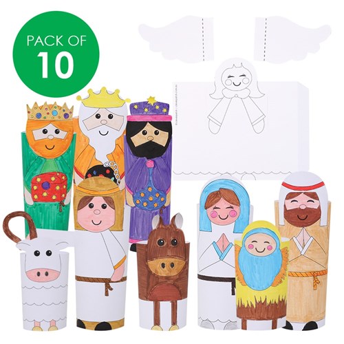 Paper Nativity Characters - Pack of 10 Sets