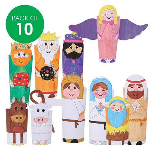 Paper Nativity Characters - Pack of 10 Sets