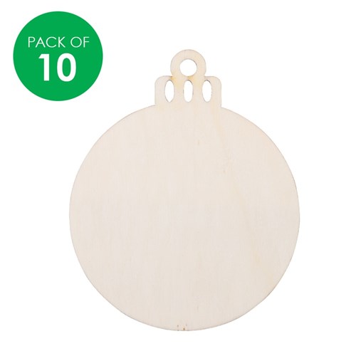 Wooden Christmas Baubles - Pack of 10