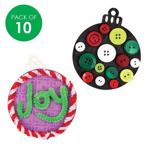 Wooden Christmas Baubles - Pack of 10