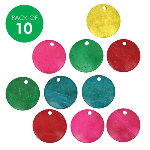 Coconut Shell Medallions - Coloured - Pack of 10
