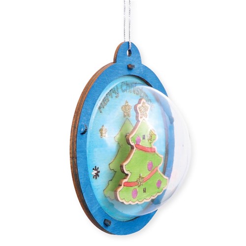 Wooden Christmas Bauble Ornaments - Tree - Pack of 10