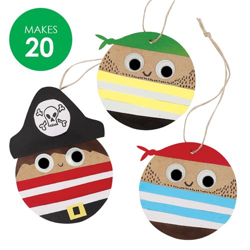Wooden Pirate Ornaments Group Pack