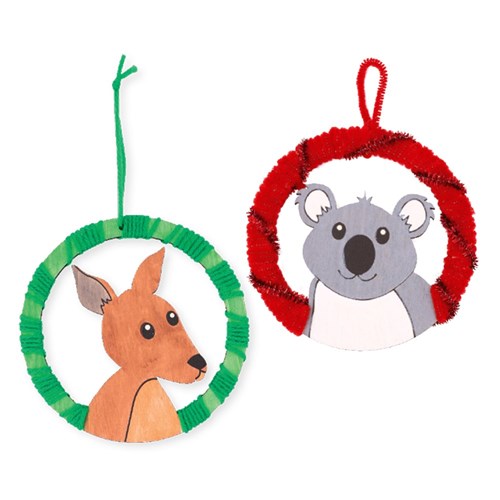 Wooden Australian Animal Ornaments - Pack of 12