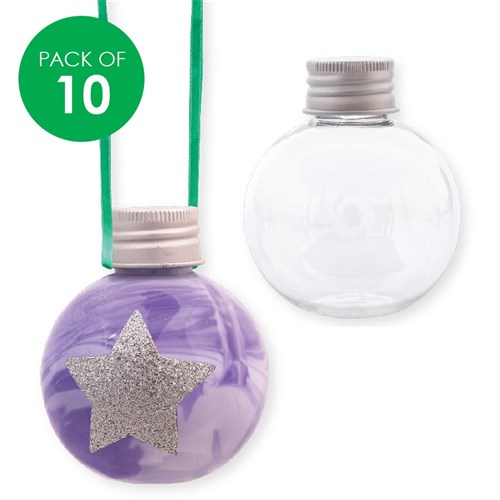 Clear Plastic Baubles - Pack of 10