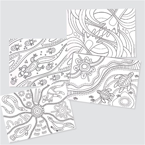Indigenous Designed A3 Cardboard Colouring Sheets - Pack of 20