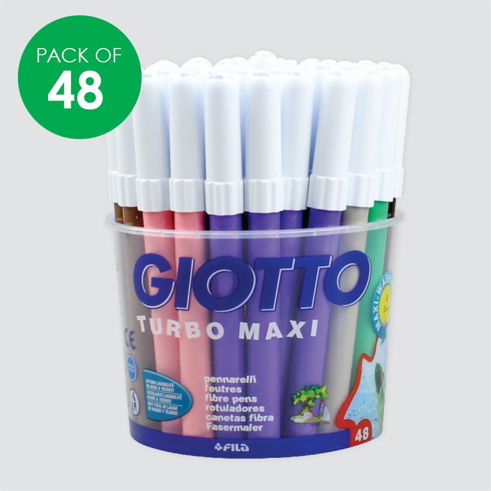 GIOTTO Turbo Maxi Pot de 48 feutres à pointe large 5 mm super lavables :  : Jeux et Jouets