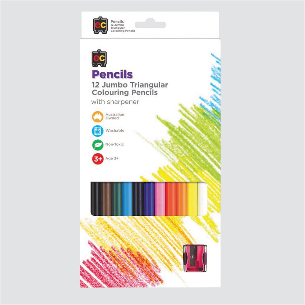 EC Jumbo Triangular Colouring Pencils - Pack of 12