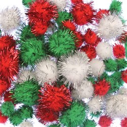 Pom Poms Christmas Glitter Colours, Pack of 150