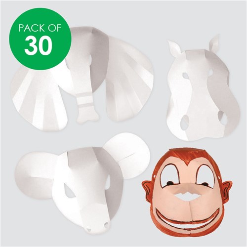 Wild Animal Fold-Up Masks - Pack of 30 | Masks | CleverPatch - Art & Craft  Supplies