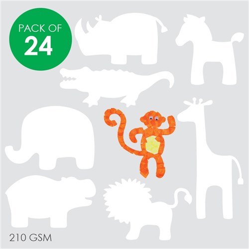 Cardboard Safari Animals - White - Pack of 24 | Paper Activities |  CleverPatch - Art & Craft Supplies