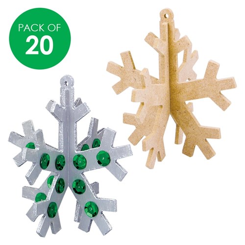 3D Wooden Snowflakes - Pack of 20, Wood Craft