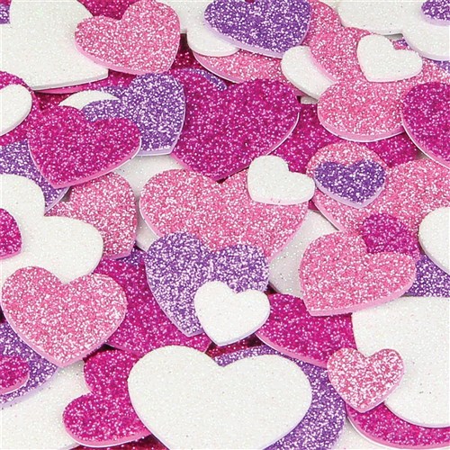 Foam Glitter Heart Stickers - Pack of 120, Foam