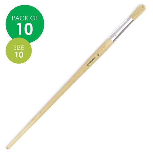 Round Paint Brush - Size 10 - Hog Hair - Pack of 10 | Paint Brushes &  Effects | CleverPatch - Art & Craft Supplies