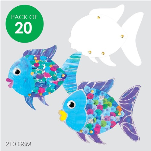 Cardboard Dancing Fish - White - Pack of 20 | Paper Activities |  CleverPatch - Art & Craft Supplies