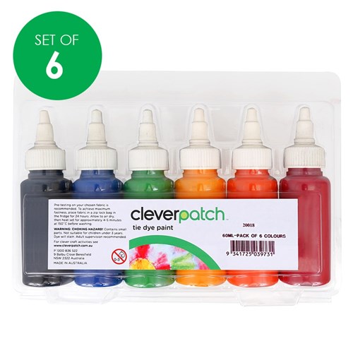 Fabric Colours Tie Dye - 60ml - Pack of 6 Colours - CleverPatch