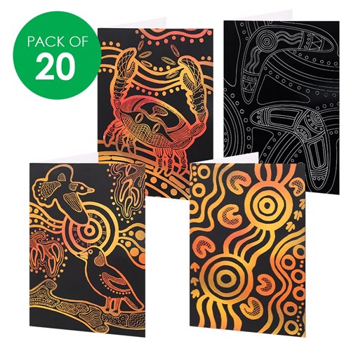 Indigenous Designed Printed Scratch Board Greeting Cards - Pack of