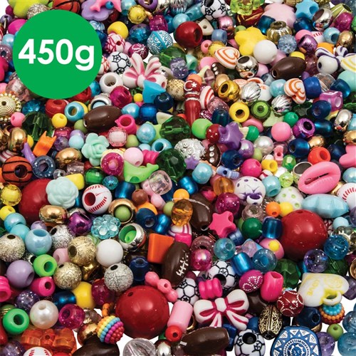 Creatistics Mixed Craft Beads 450g Pack Clever Patch