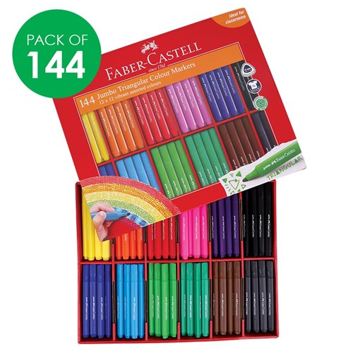 Faber-Castell Triangular Jumbo Coloured Markers Pack of 144