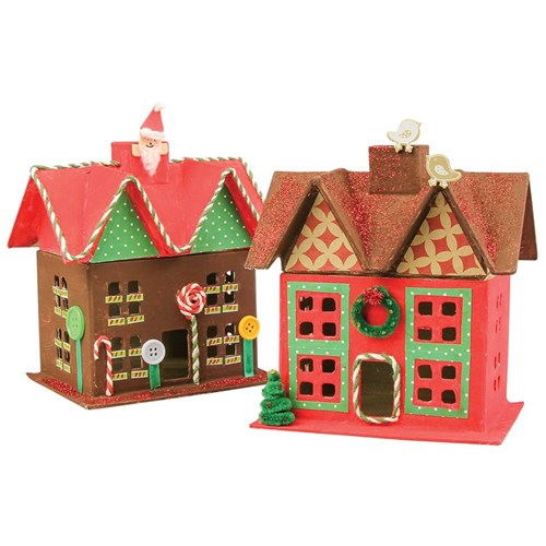 NUOBESTY 5PCS Unfinished Cardboard Christmas House with Paint Set Art and  Craft House for Kids DIY Crafts Cardboard Building Project for Children to