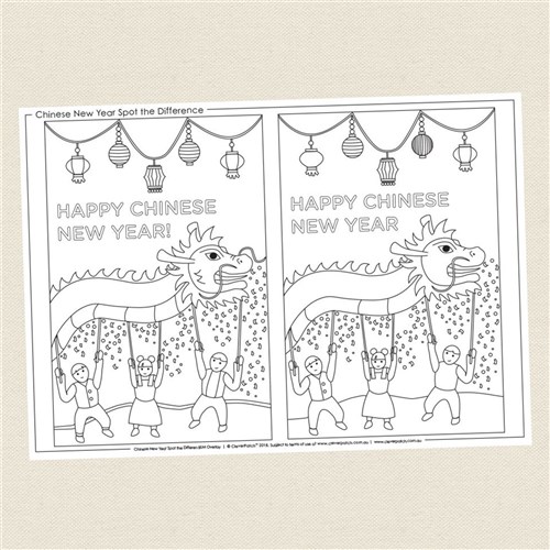 Chinese New Year - Spot the Difference and Colouring Sheet ...