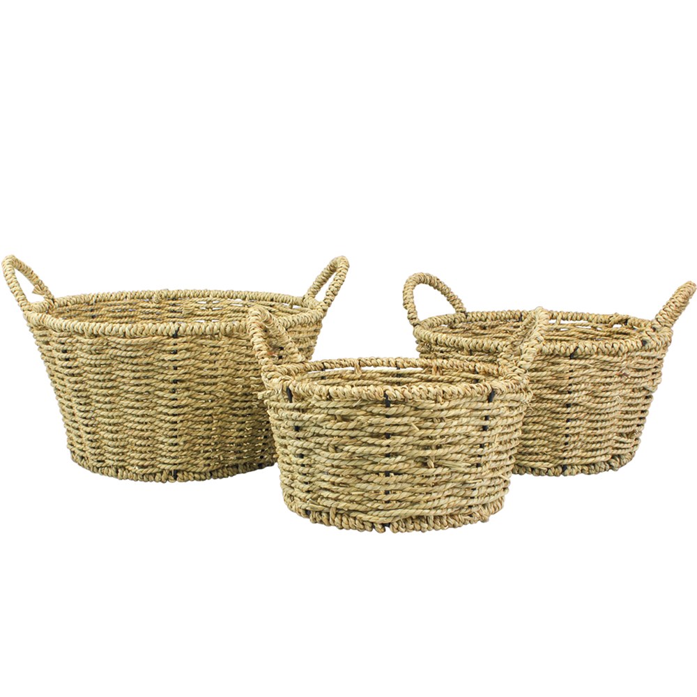 Round Seagrass Baskets Set of 3 Seagrass CleverPatch Art