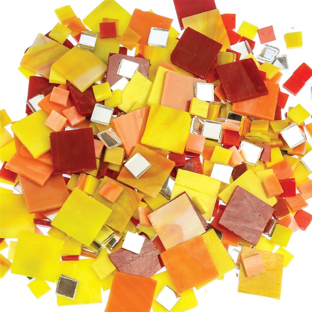 Glass Mosaic Tiles Sunrise Theme 500g Pack Mosaics Cleverpatch Art And Craft Supplies