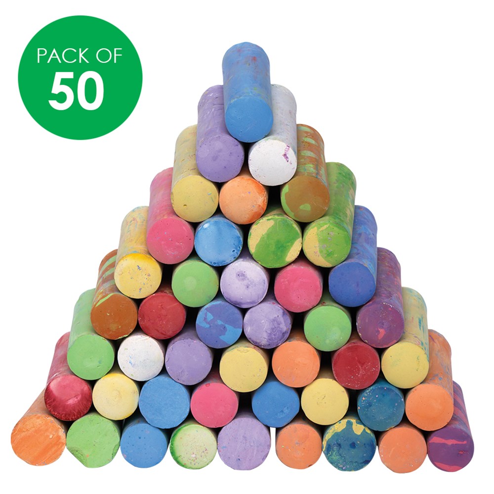 Colorations Washable Sidewalk Chalk - Pack of 50 - CleverPatch ...