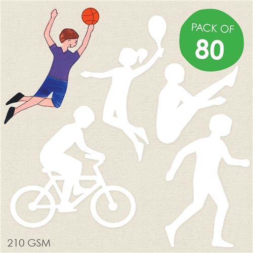 Cardboard Healthy People Cutouts - White - Pack of 80