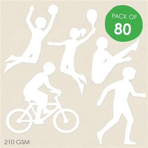 Cardboard Healthy People Cutouts - White - Pack of 80