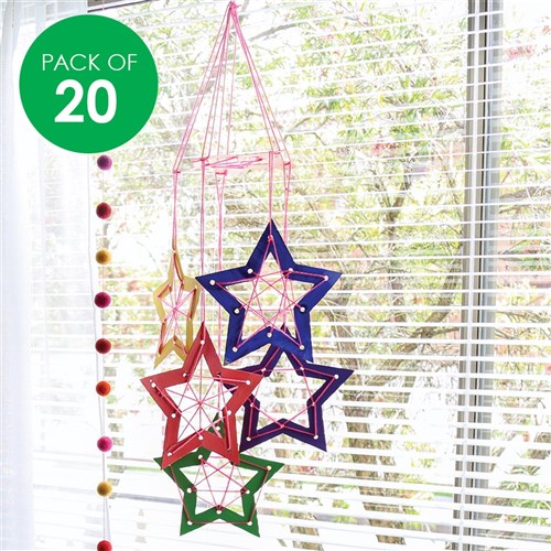 Cardboard Weaving Stars - White - Pack of 20