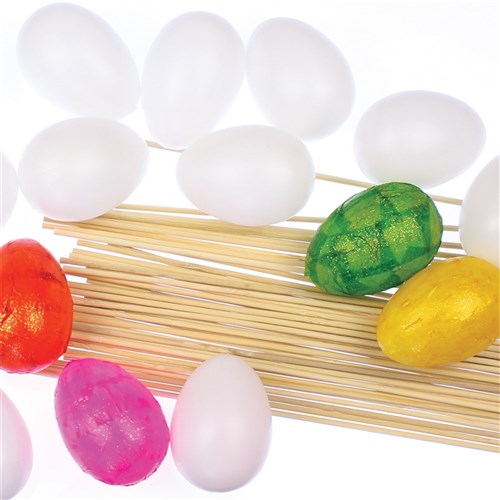 Plastic Eggs & Sticks - Pack of 50