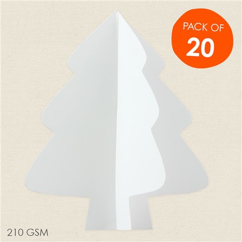 Cardboard 3D Christmas Trees - White - Pack of 20