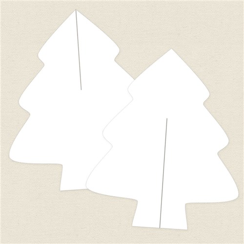 Cardboard 3D Christmas Trees - White - Pack of 20