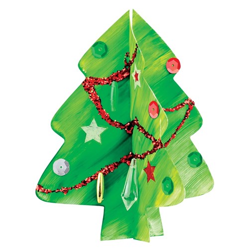 Cardboard 3D Christmas Trees - White - Pack of 20