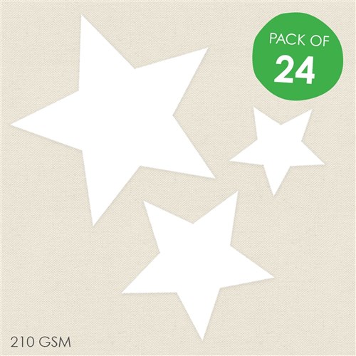 Cardboard Assorted Stars - White - Pack of 24