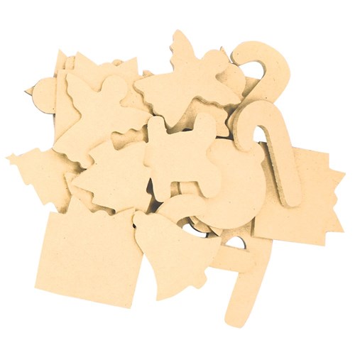 Small Wooden Christmas Shapes - Pack of 24