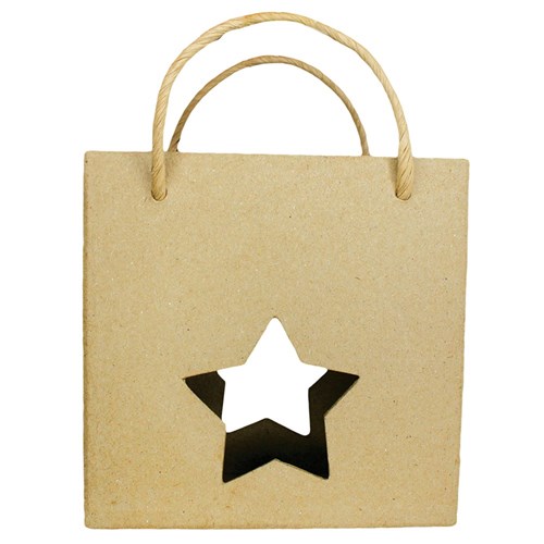 Papier Mache Bag with Star Cutout - Large