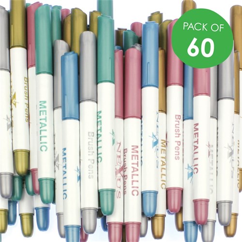 NEXUS Metallic Brush Markers Classpack - Pack of 60