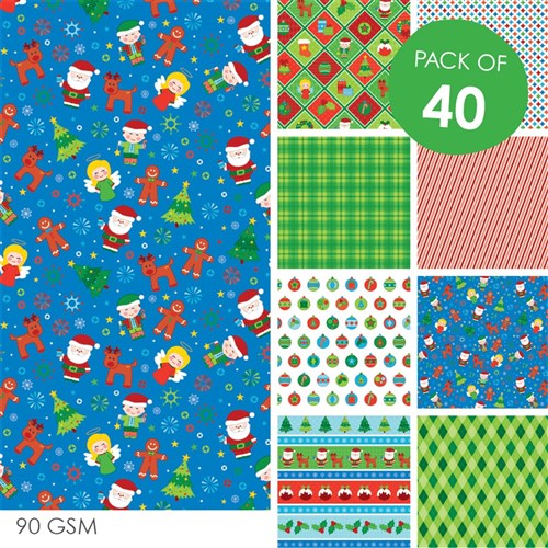 Christmas Scrapbooking Craft Paper - Pack of 40