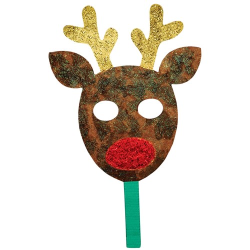 Wooden Reindeer Masks - Pack of 10