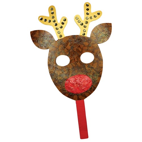 Wooden Reindeer Masks - Pack of 10