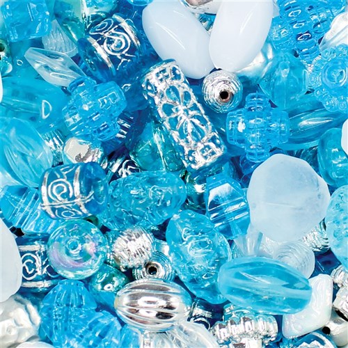 Assorted Bead Mix - Light Blue - 150g Pack